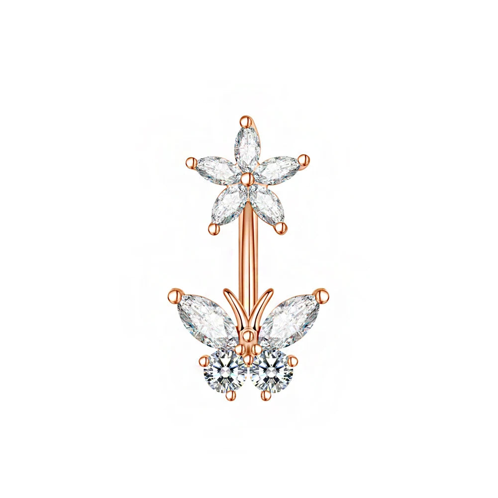 Gothic Butterfly Pendant Belly Ring