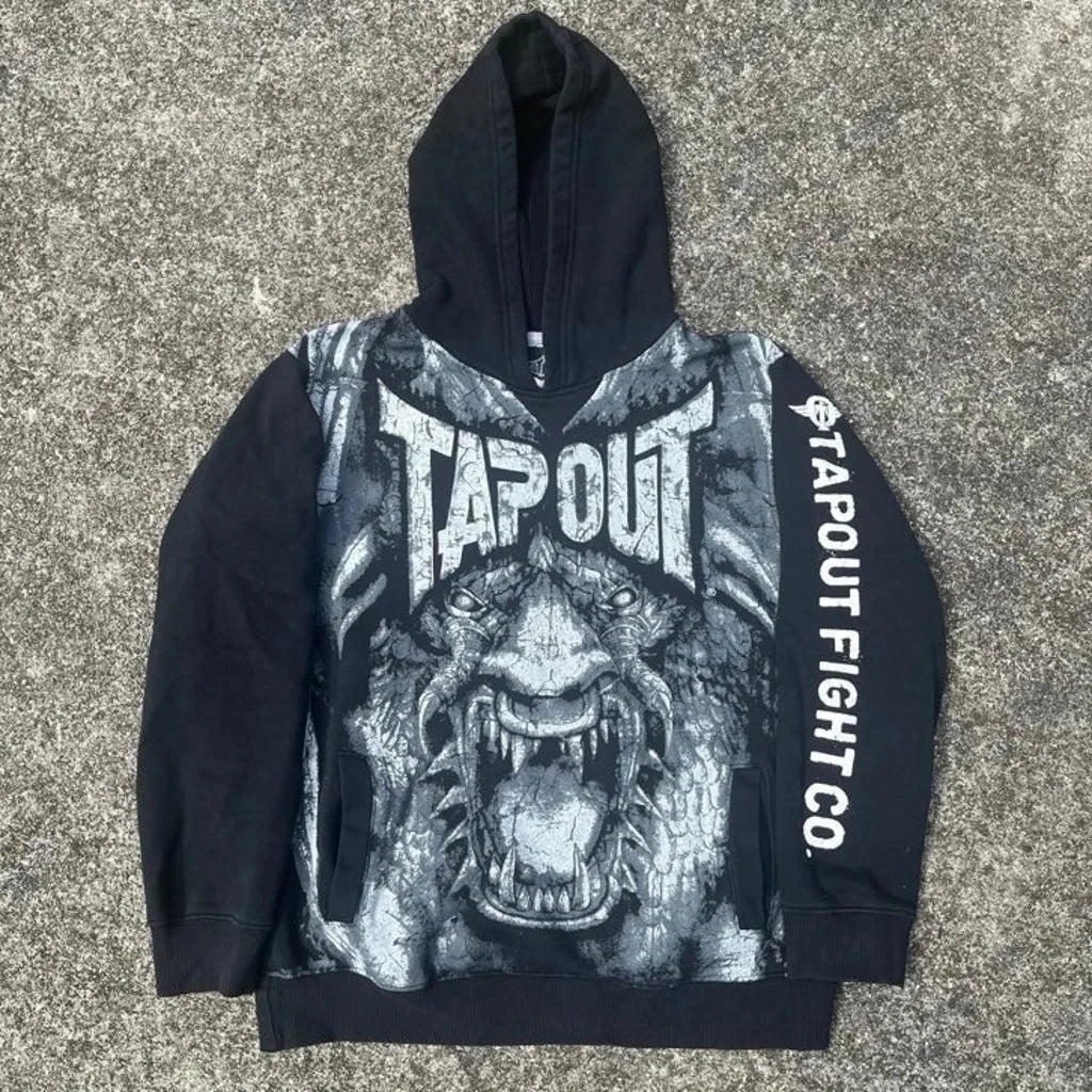 Gothic Retro Letter Print Zip Hoodie
