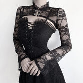 Dark Gothic Lace Mesh Blouse
