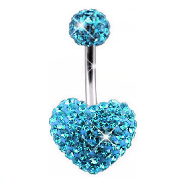 Heart Crystal Dangle Gothic Belly Ring