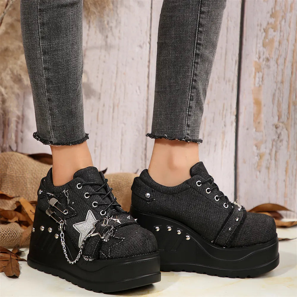 Vintage Gothic Lace-Up Platform Sneaker