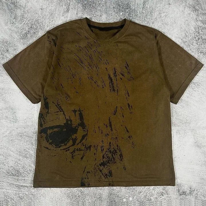 Artistic Print Loose Cotton T-shirt