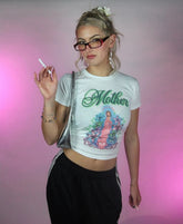 Gothic Letter Print Crop Cotton T-shirt