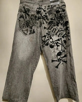 Gothic Skull Print High Waist Pant