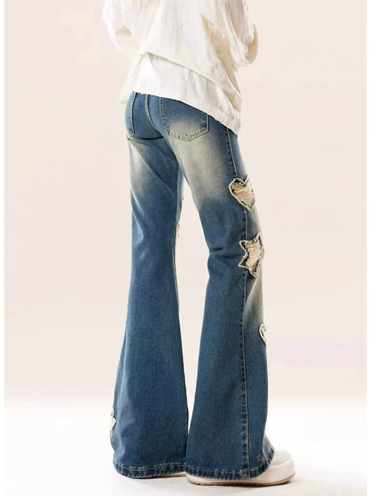 Blue Gothic Baggy Flare Star Pant