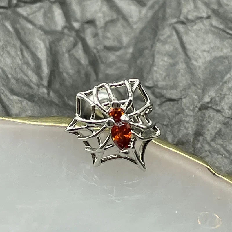 Spider Web Stainless Steel Punk Tongue Ring