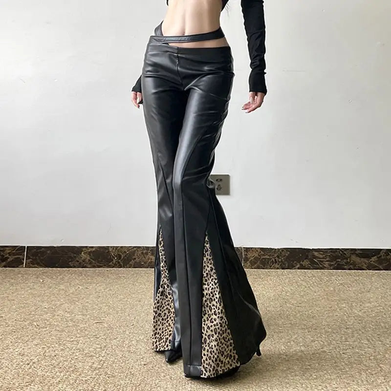 Low-Waisted Gothic Leopard Leather Pant