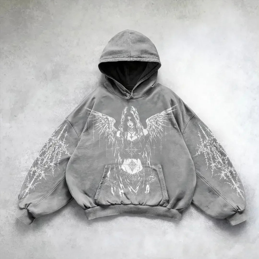 Gothic Skull Oversized Zipper Hoodie