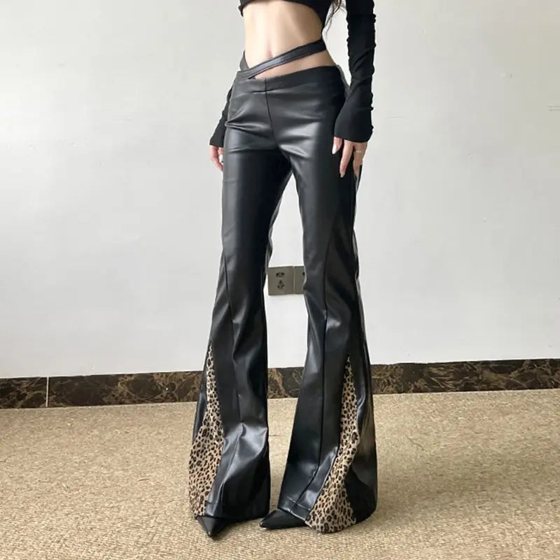 Low-Waisted Gothic Leopard Leather Pant
