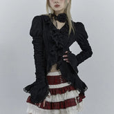 Gothic Black Lace Flare Sleeve Blouse