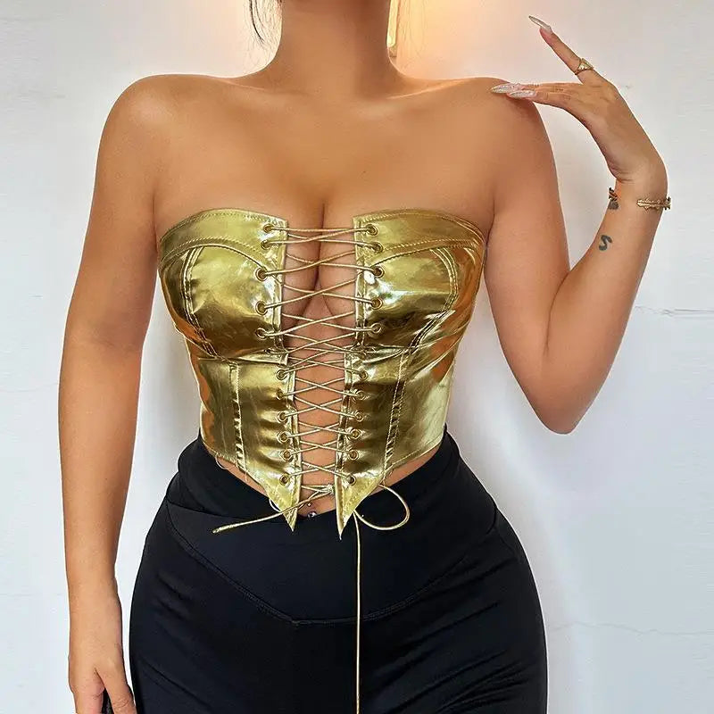 Lace Up Hot Girl Waist Cardigan Crop Top