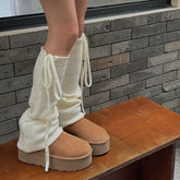 Gothic Rope Bow Wool Knitted Sock