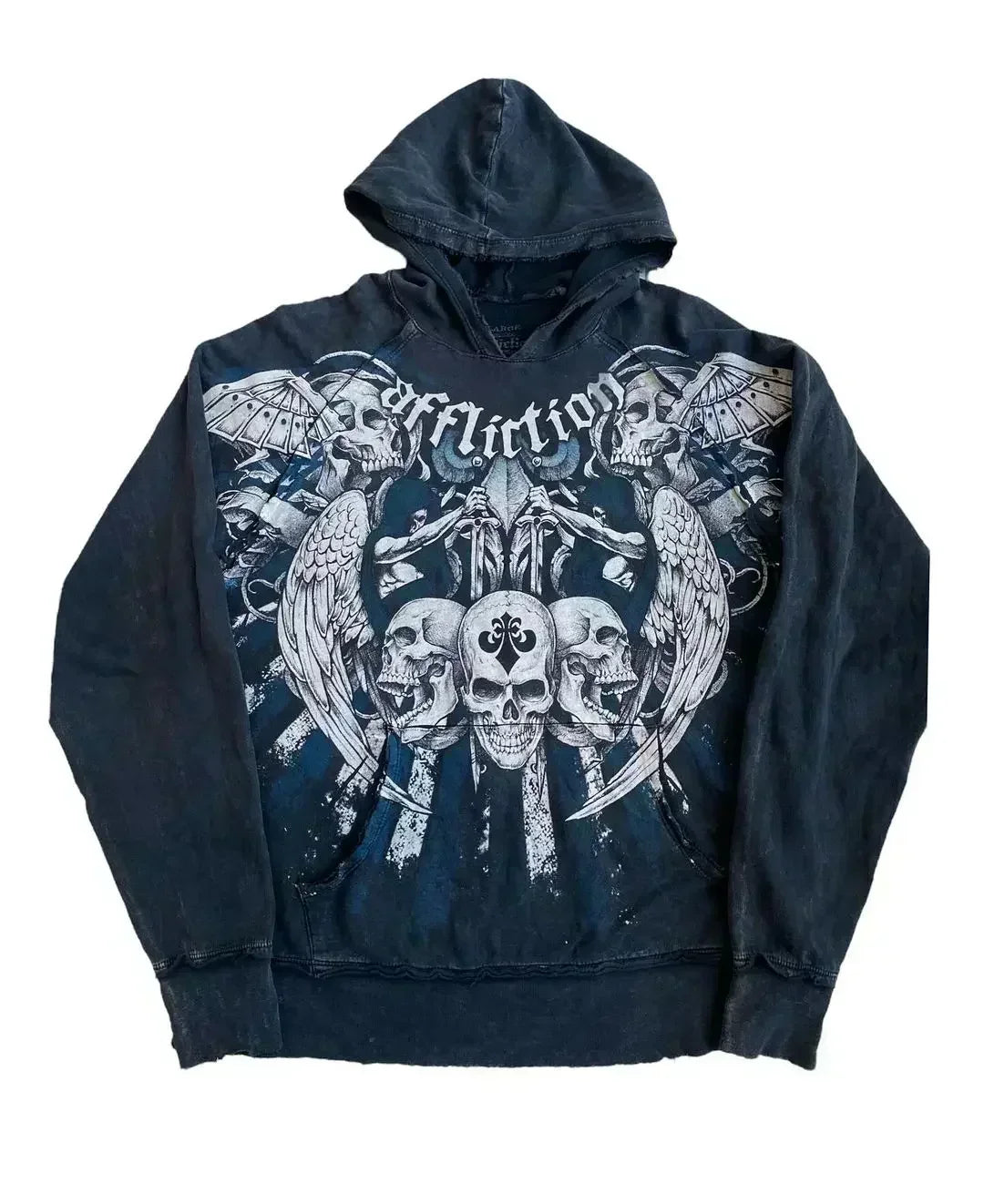 Gothic Skull Print Oversized Hoodie