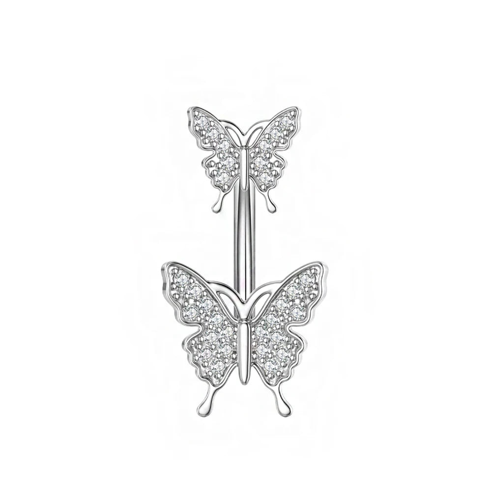 Gothic Butterfly Pendant Belly Ring