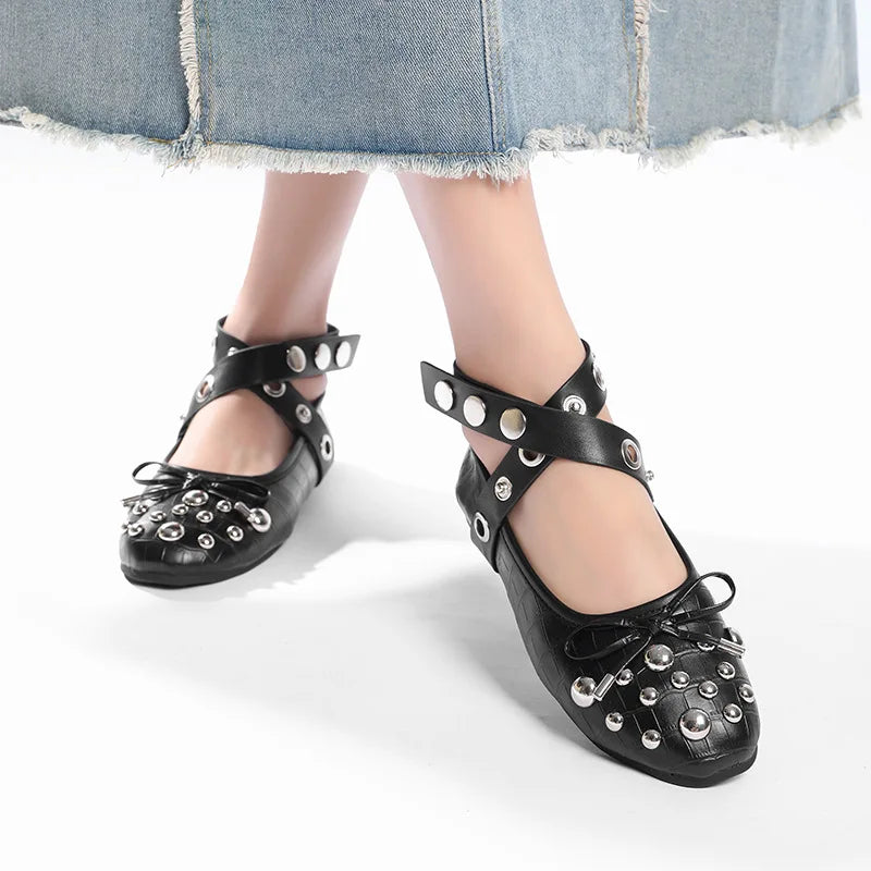 Sequined Crocodile Leather Comfort Mary Janes Flat