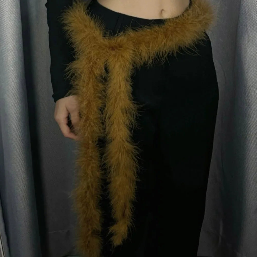 Y2K Gothic Punk Fur Plush Waist Chain Belt