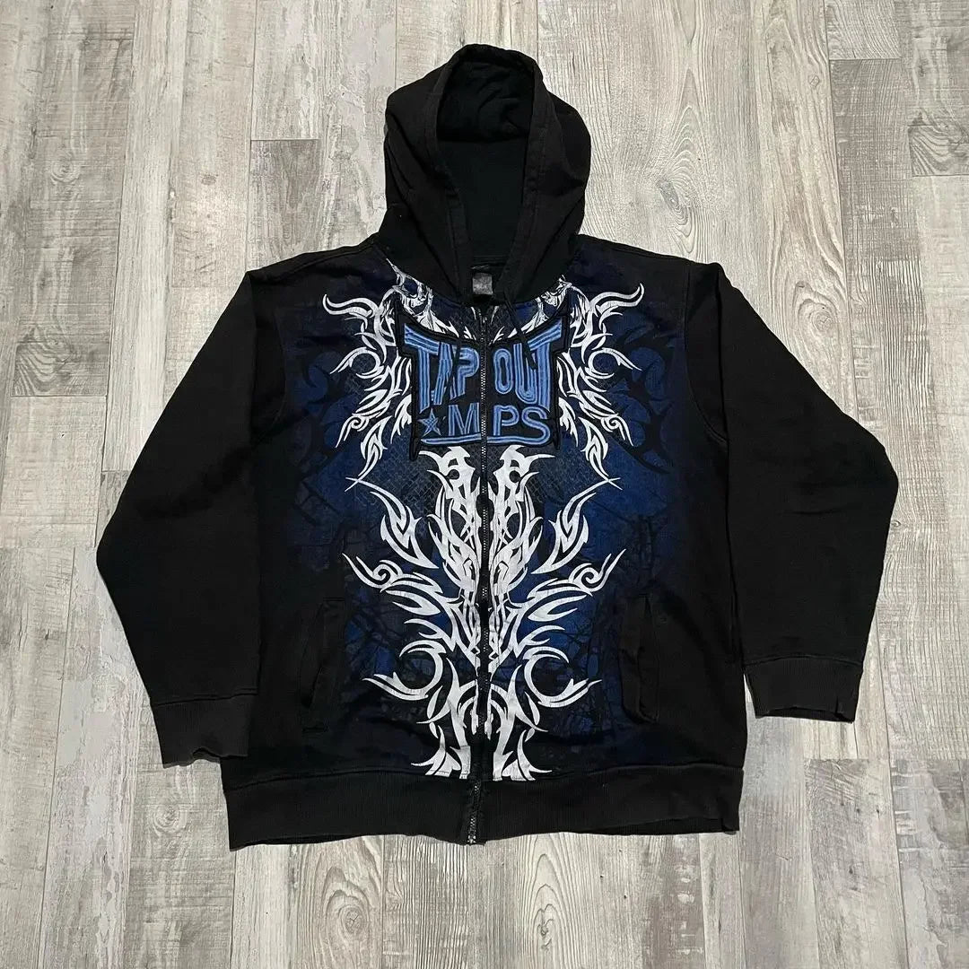 Y2K Gothic Printed Zipper Hoodie