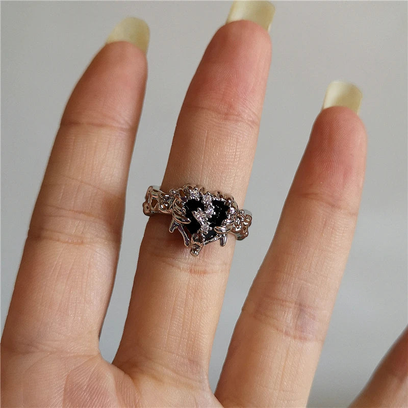 Gothic Black Spider Ring