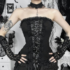 Lace Patchwork Strapless Corset