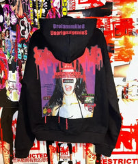 Gothic Print Oversized Hoodie