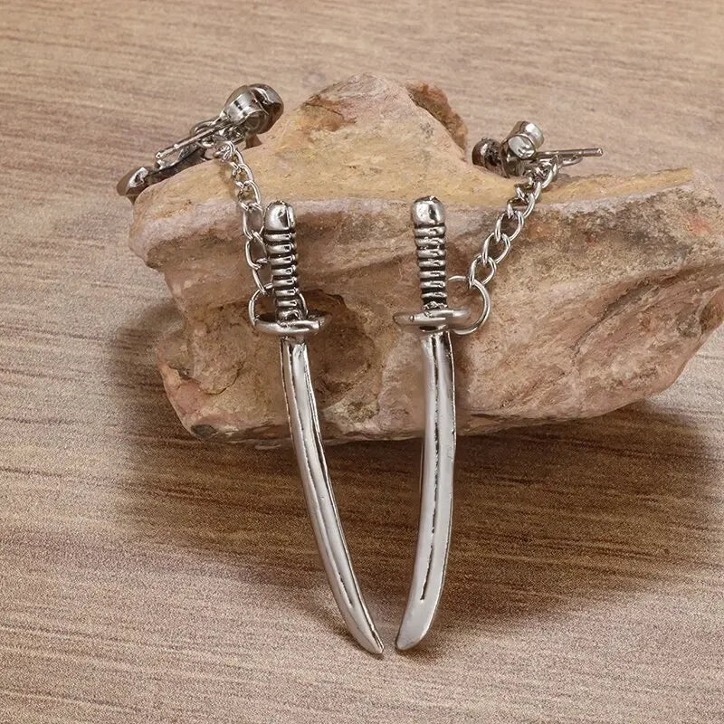 Gothic Black Skull Awl Rock Statement Earring
