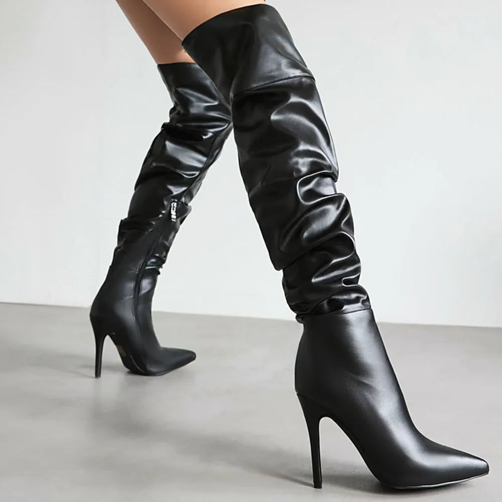 Over-Knee Stiletto Zipper Gothic High Heel Boot