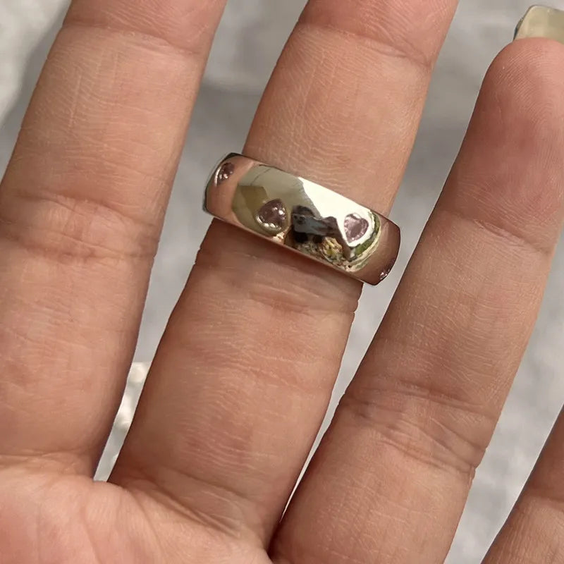 Y2K Crystal Heart Gothic Ring