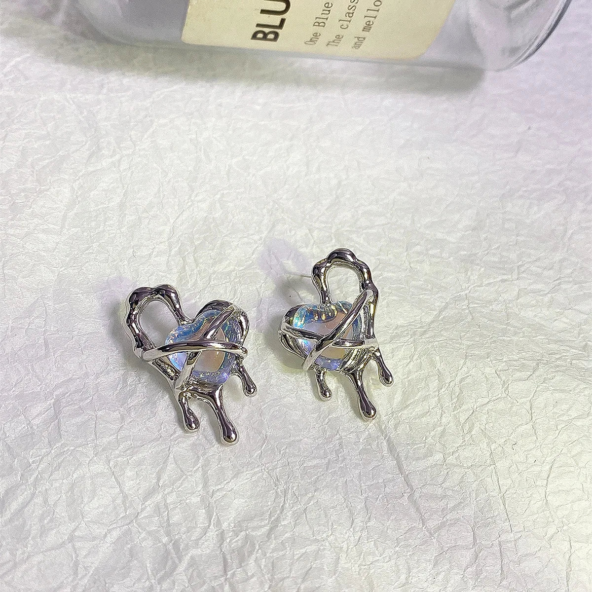 Metal Liquid Irregular Heart Drop Earring