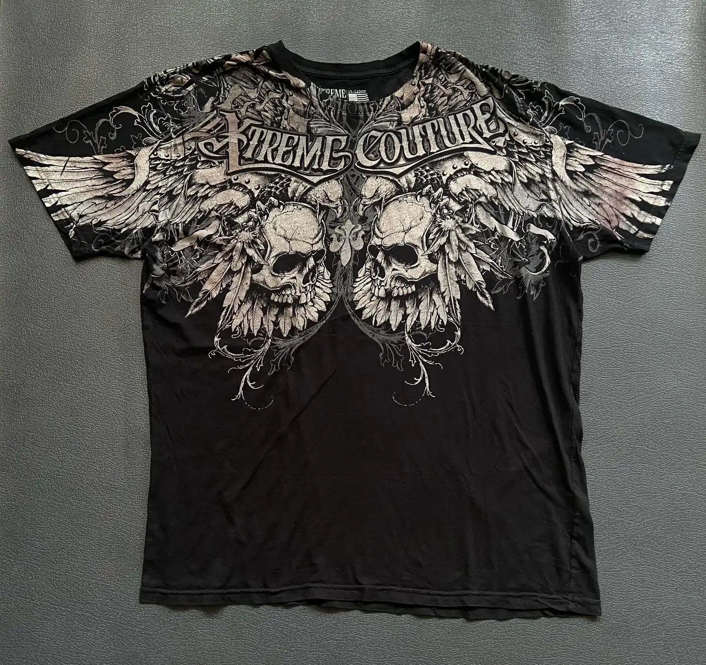 Grunge Wings Print Cotton T-shirt