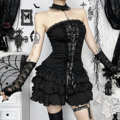 Lace Patchwork Strapless Corset