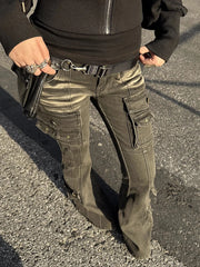 Distressed Stretch Bootcut Pants