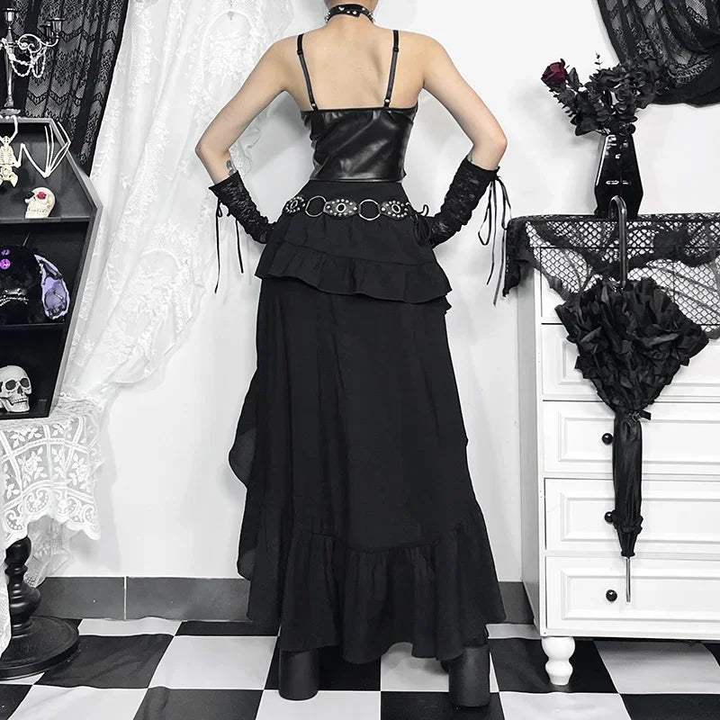 Steampunk Ruffle High Low Skirt