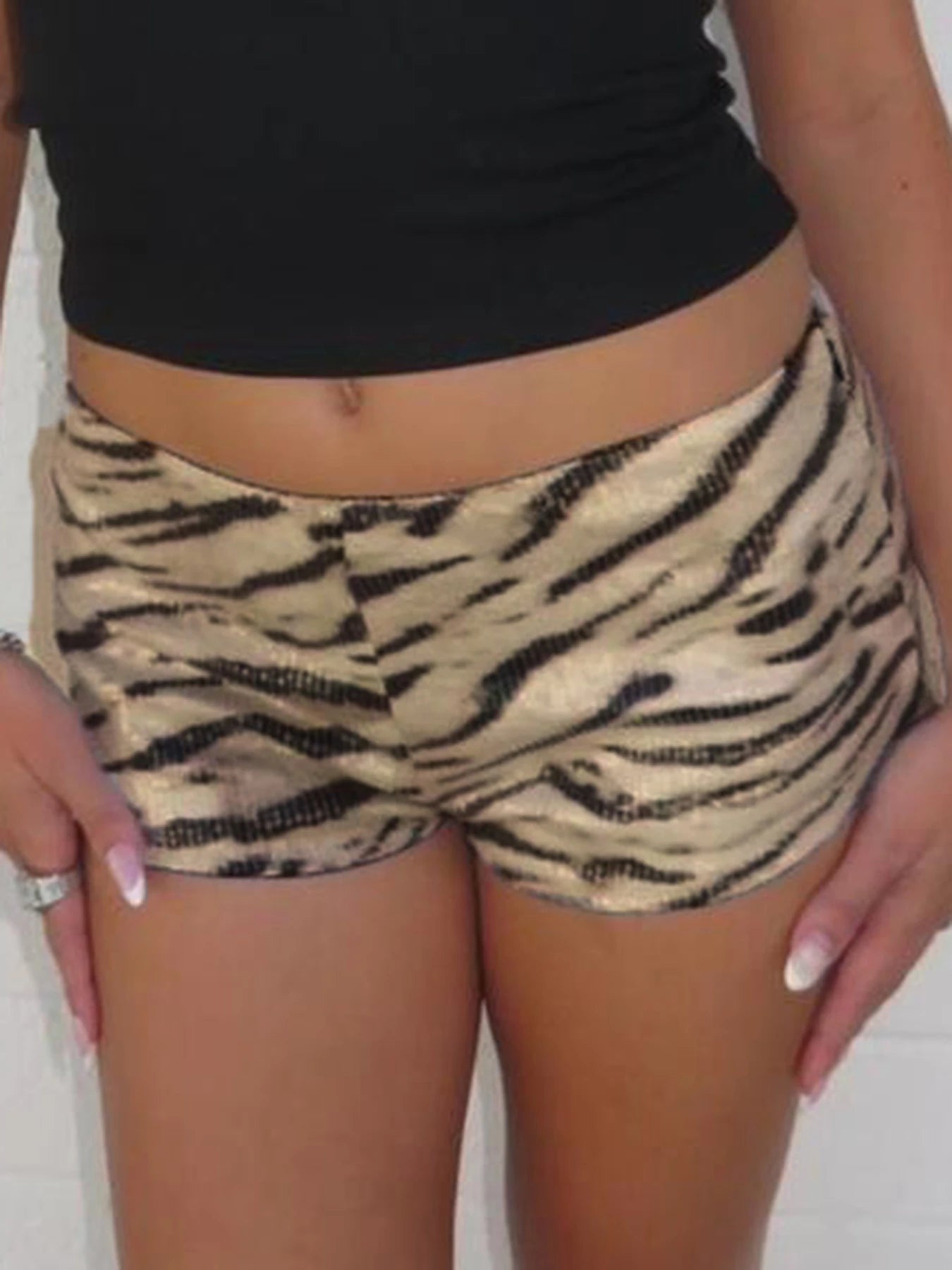 Zebra Sequined Knit Short