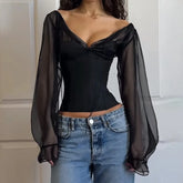 Flowy Sleeve Chiffon Corset