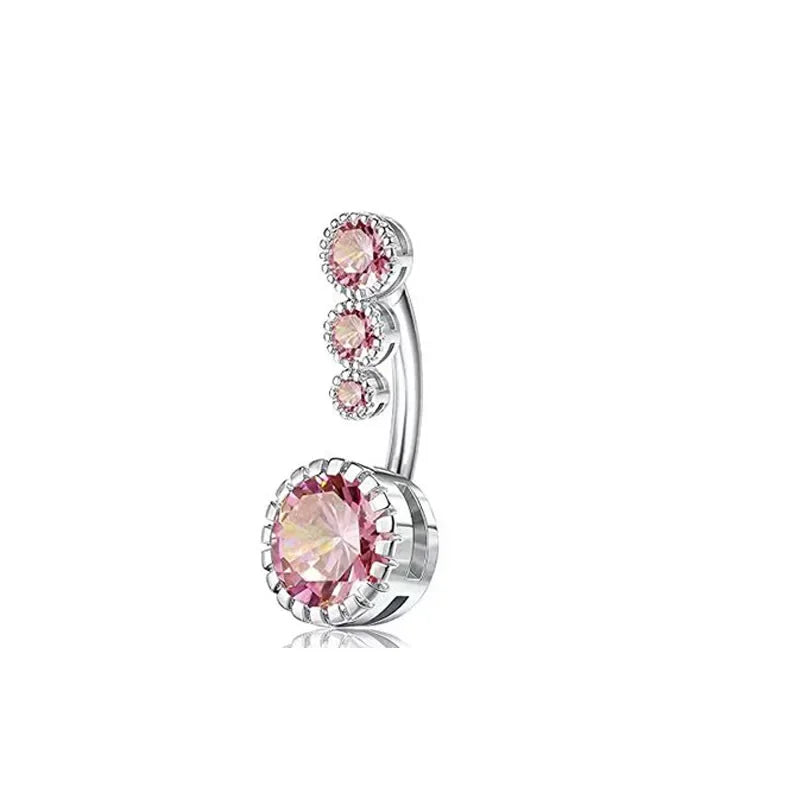 Steel Crystal Round Gothic Belly Ring