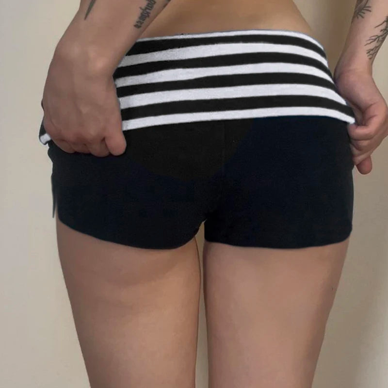 Fold Over Striped Knit Short