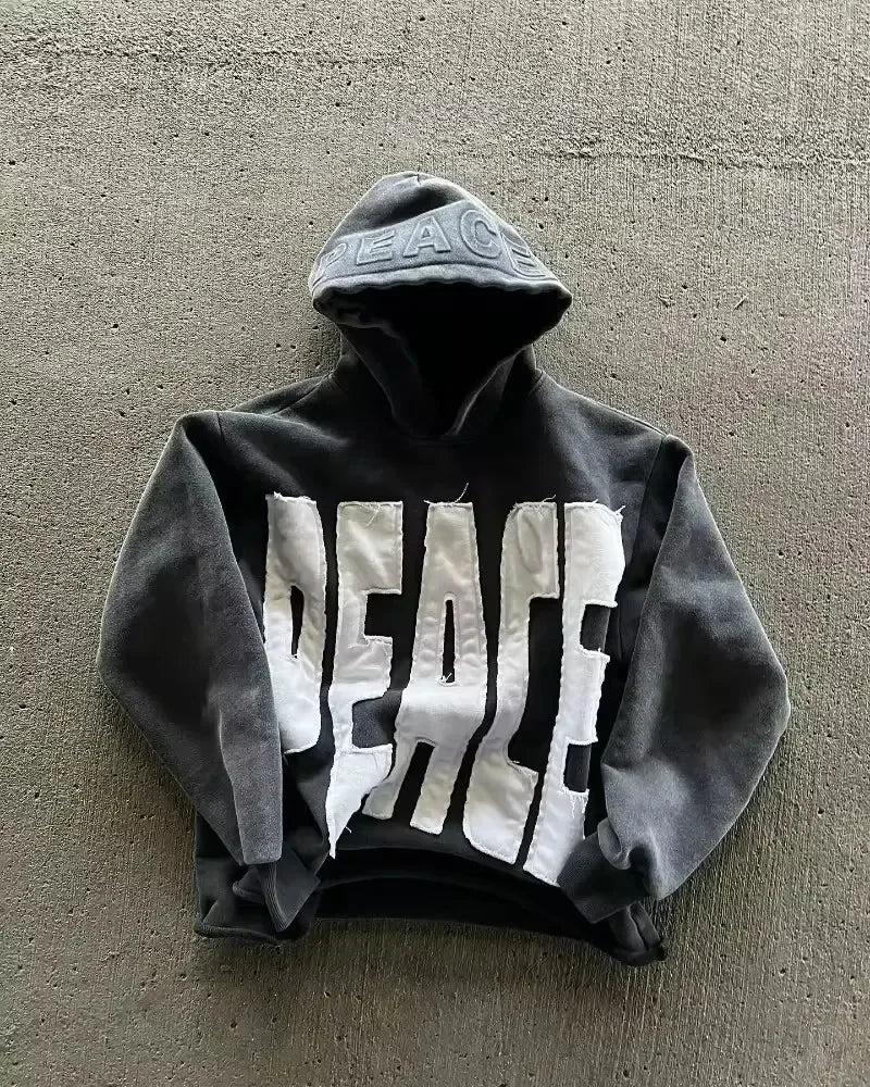 Gothic Star Patch Oversized Hoodie