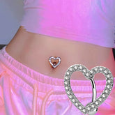 Crystal Heart Pink Gothic Belly Ring