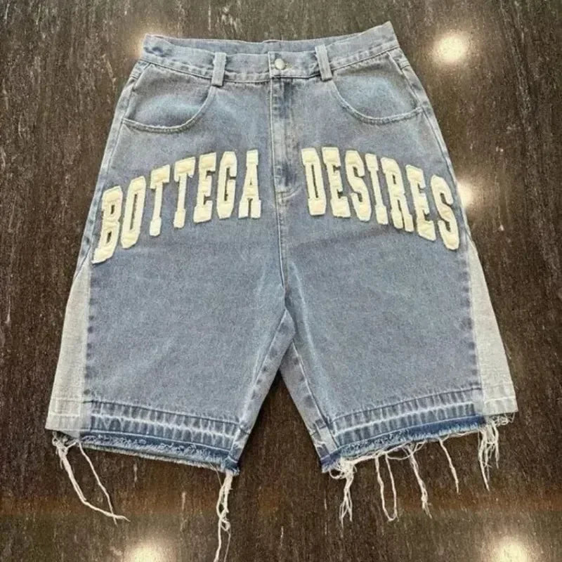 Hole Letter Embroidery Short
