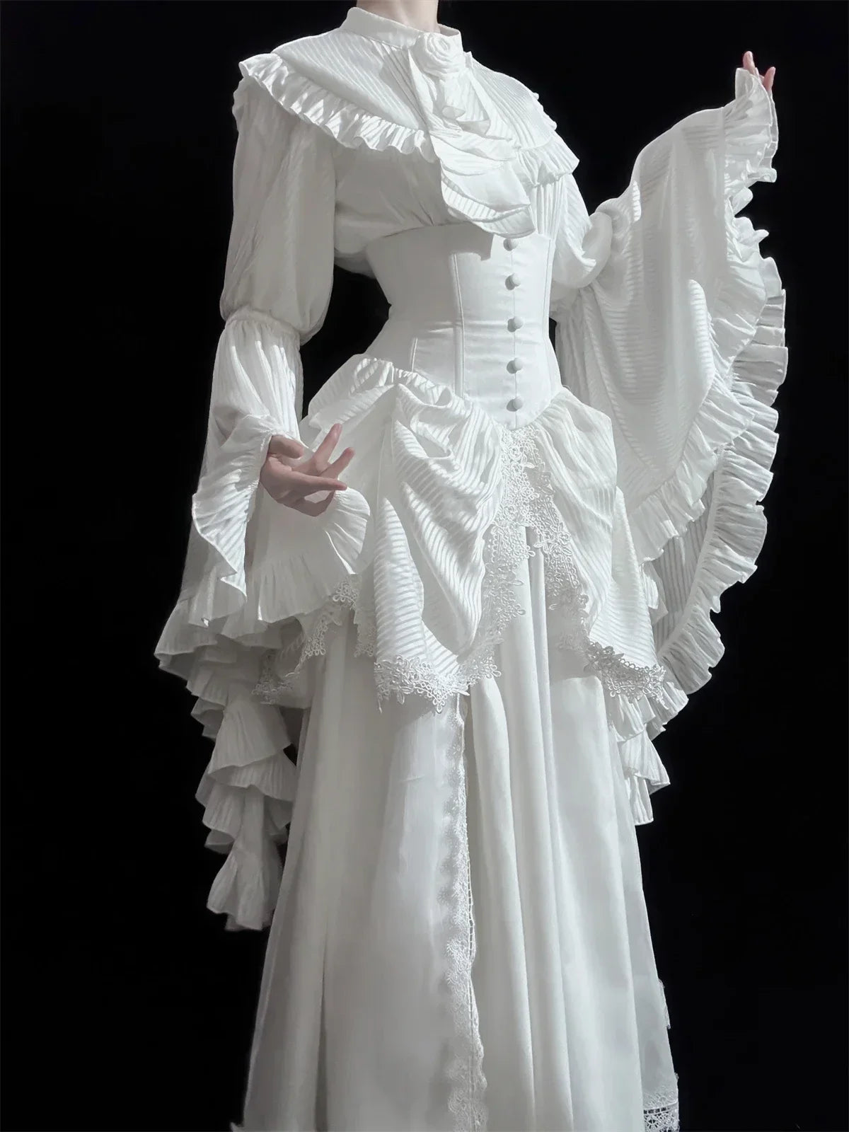 White Ruffle Sleeve Blouse