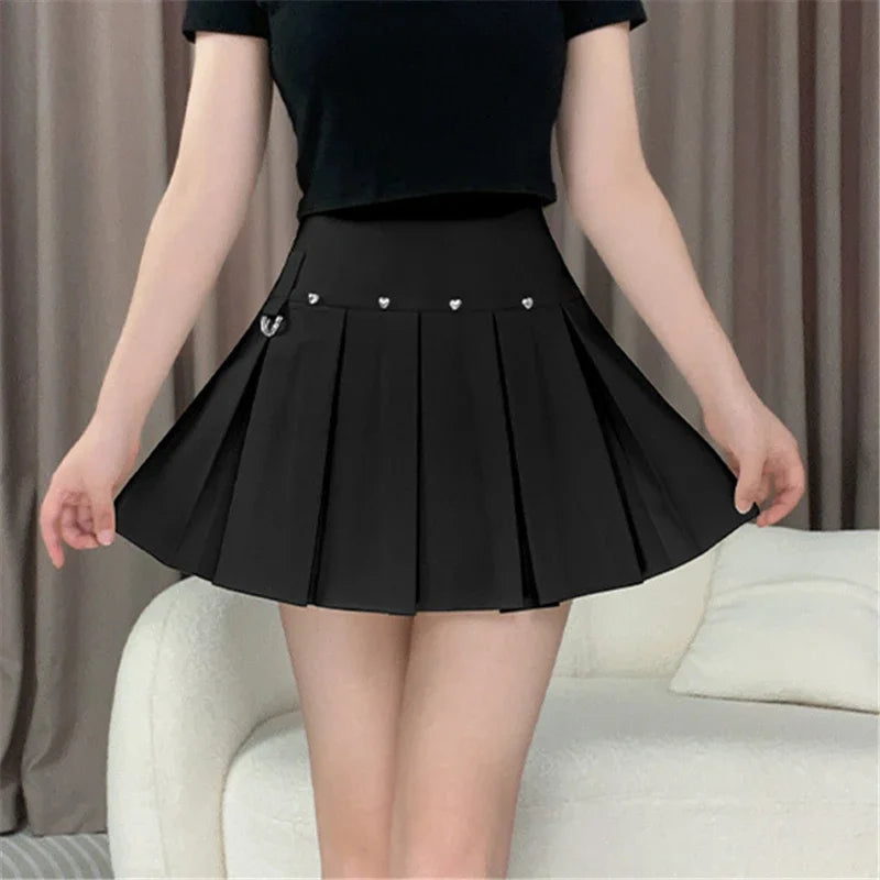 Rivet Pleated A-line Street Skirt