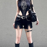 Low-Rise Rivet Denim Shorts