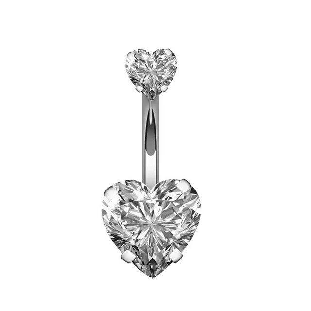 Heart Crystal Dangle Gothic Belly Ring