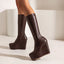 Platform Wedges Mid Calf Gothic Casual Boot