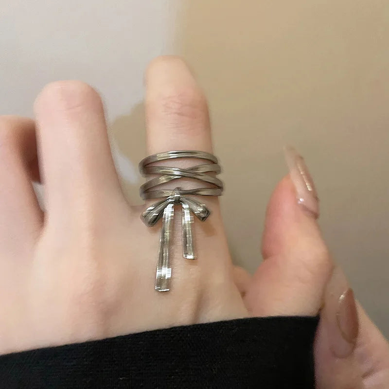 Bow Ribbon Gothic Adjustable Ring