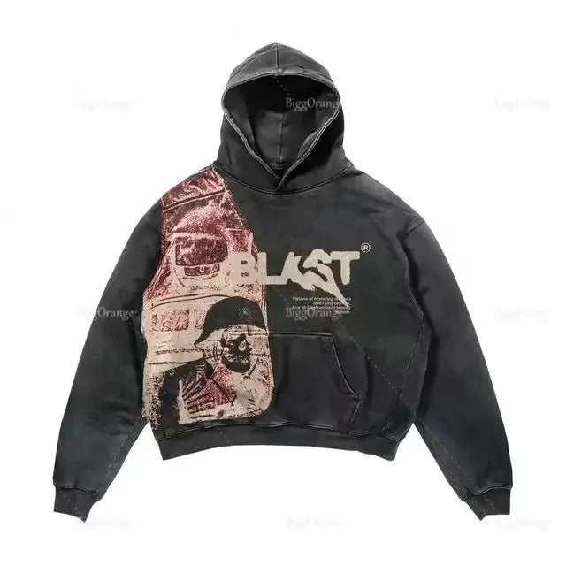 Gothic Off Shoulder Pullover Hoodie