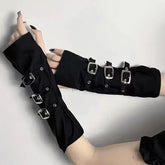 Gothic Metal Button Strap Glove