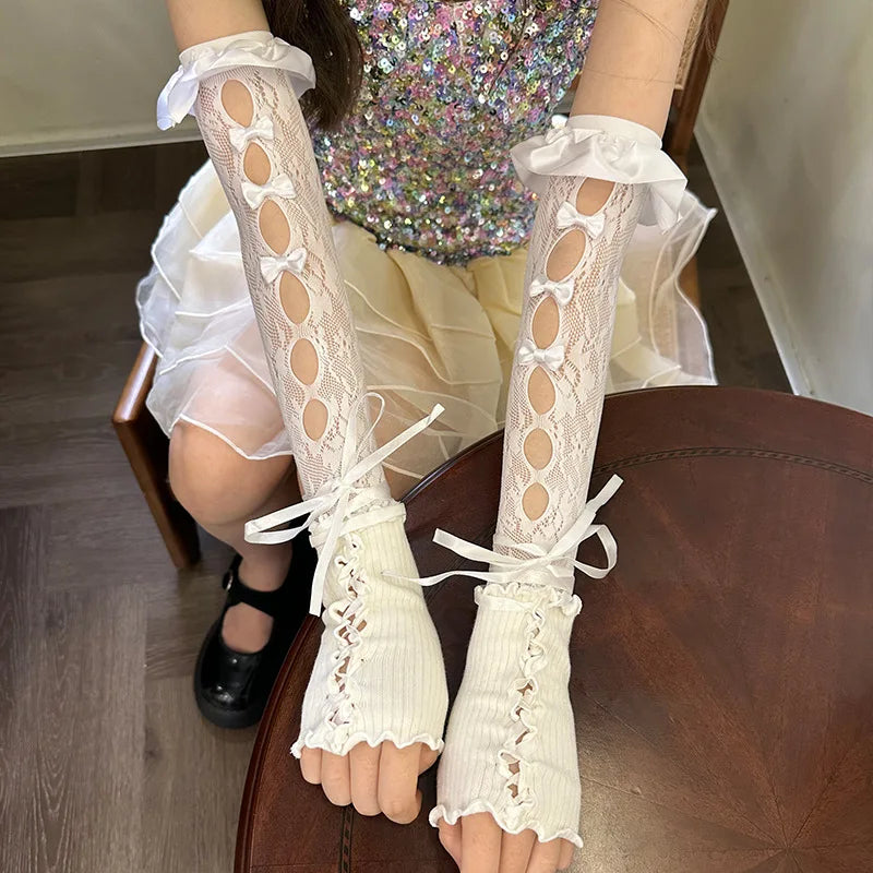 Gothic Lace Strap Mesh Glove