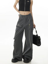 Grey Gothic Y2K Cargo Parachute Pant