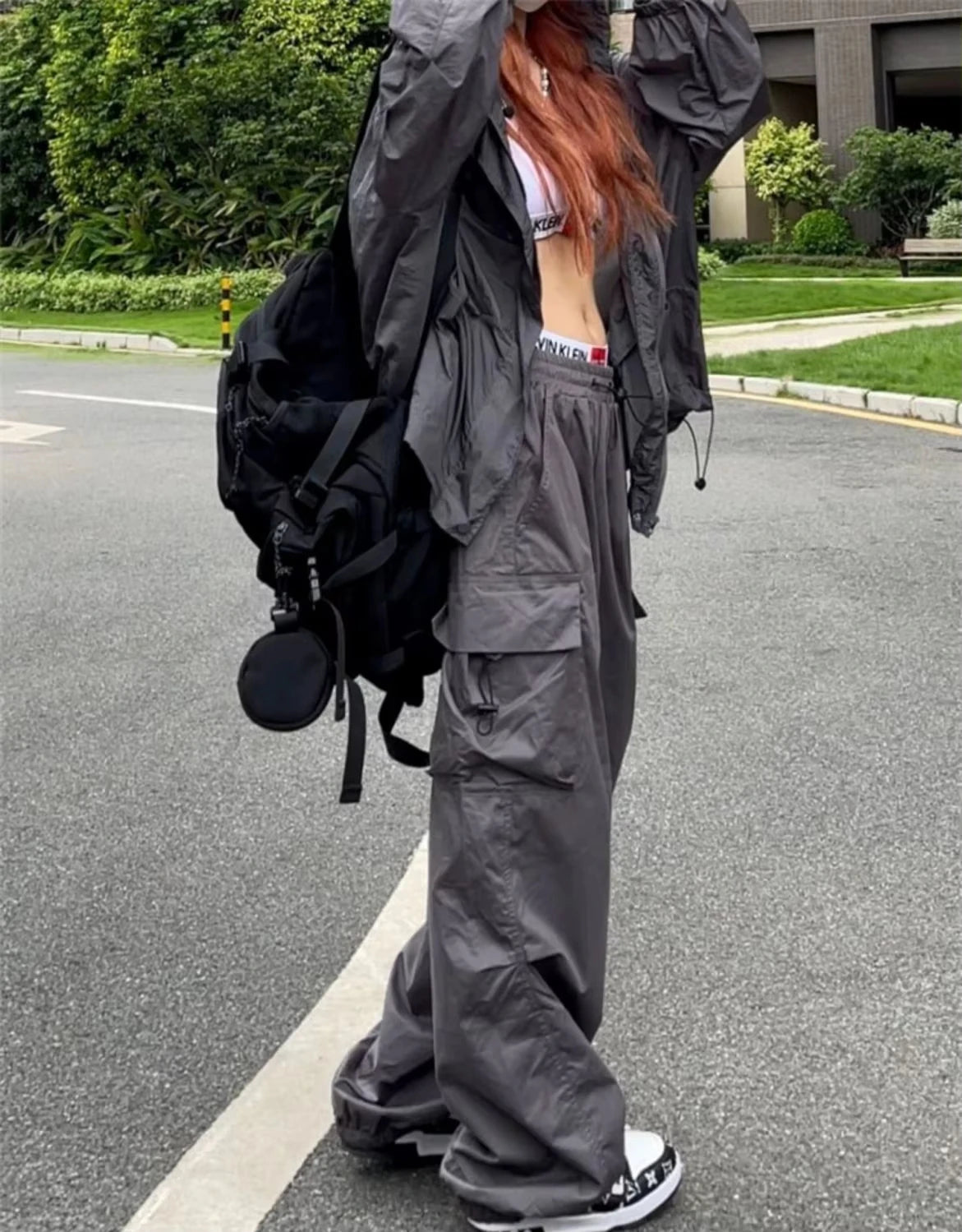 Y2K Gothic Parachute Black Pant
